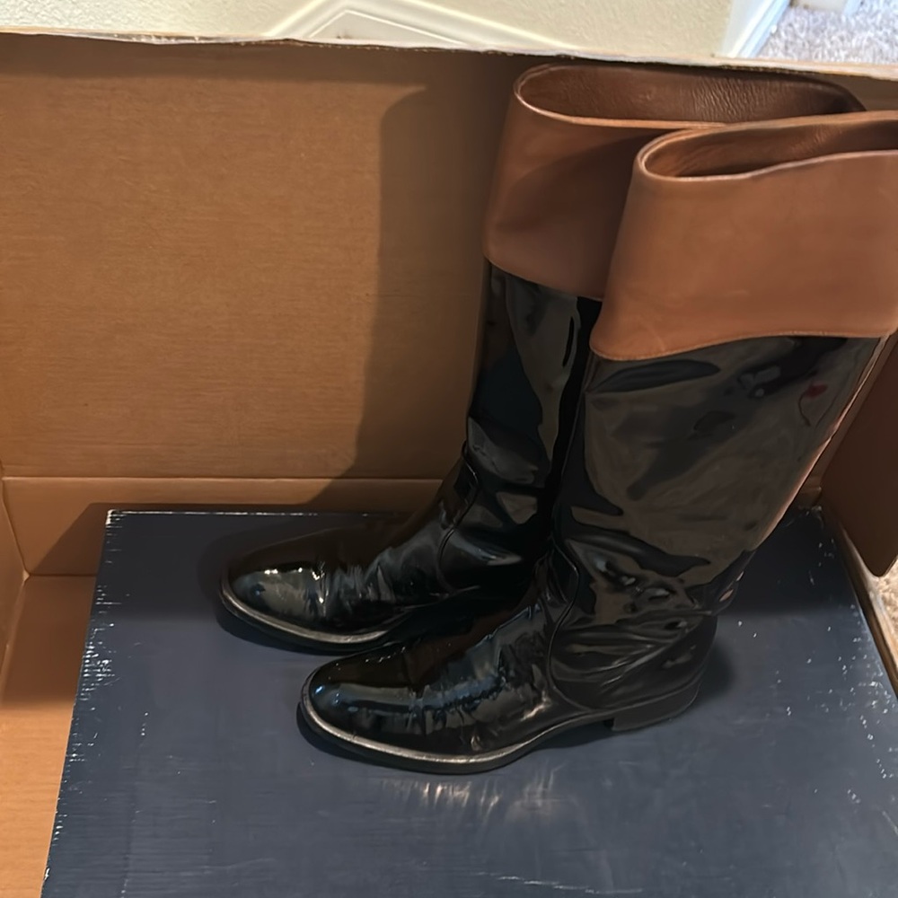Genuine Leather & Patent Boots 👢 - Picture 1 of 5